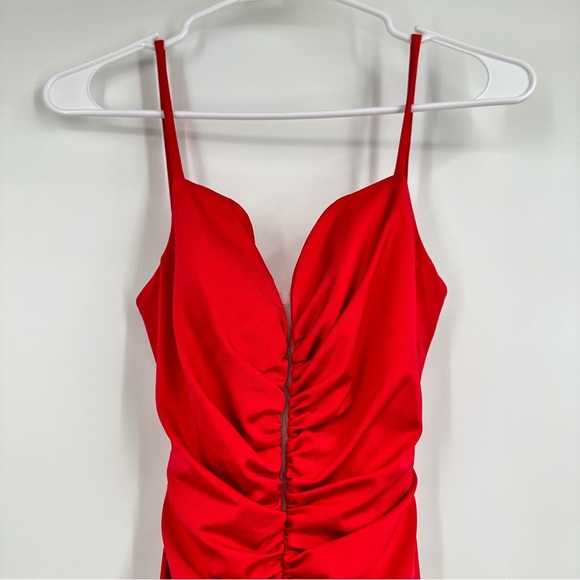 La Femme Red Sweetheart Chiffon Maxi Dress Trumpet Gown Size 00 - Picture 2 of 7